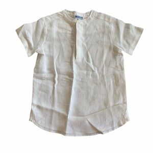 Jacadi Short Sleeve White Linen Top